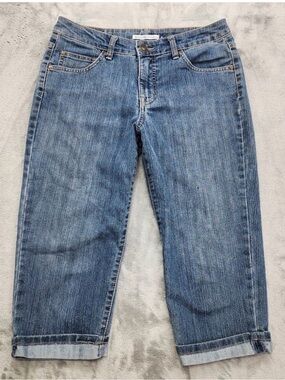Bandolino Blu Jeans Womens 6 Blue Madie‎ Mid Rise Crop Capri Cuffed Hem Stretch